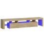 Mueble de TV con luces LED roble Sonoma 200x36,5x40 cm de , Muebles TV - Ref: Foro24-3152812, Precio: 158,89 €, Descuento: %