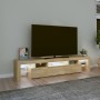Mueble de TV con luces LED roble Sonoma 200x36,5x40 cm de , Muebles TV - Ref: Foro24-3152812, Precio: 158,89 €, Descuento: %