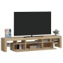 Mueble de TV con luces LED roble Sonoma 200x36,5x40 cm de , Muebles TV - Ref: Foro24-3152812, Precio: 158,89 €, Descuento: %