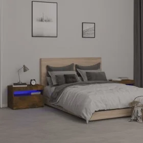 Bedside tables with LED lights 2 pcs smoked oak 60x35x40 cm by , Nightstands - Ref: Foro24-3152827, Price: 71,84 €, Discount: %