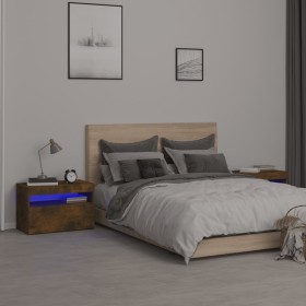 Mesitas de noche con luces LED 2 uds roble ahumado 60x35x40 cm de , Mesitas de noche - Ref: Foro24-3152827, Precio: 74,43 €, ...
