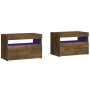 Mesitas de noche con luces LED 2 uds roble ahumado 60x35x40 cm de , Mesitas de noche - Ref: Foro24-3152827, Precio: 74,43 €, ...