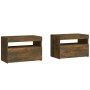 Mesitas de noche con luces LED 2 uds roble ahumado 60x35x40 cm de , Mesitas de noche - Ref: Foro24-3152827, Precio: 74,43 €, ...