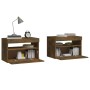 Mesitas de noche con luces LED 2 uds roble ahumado 60x35x40 cm de , Mesitas de noche - Ref: Foro24-3152827, Precio: 74,43 €, ...