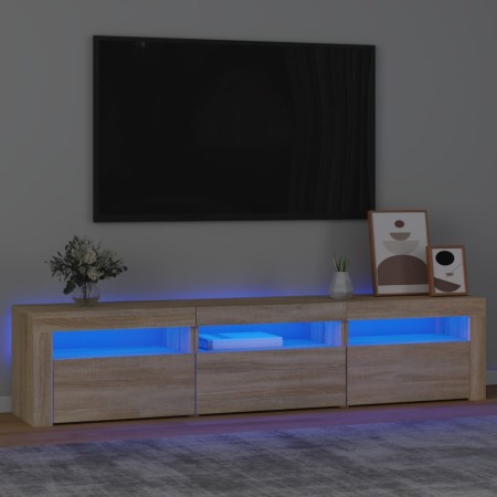Mueble de TV con luces LED roble Sonoma 180x35x40 cm de , Muebles TV - Ref: Foro24-3152756, Precio: 120,24 €, Descuento: %