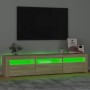 Mueble de TV con luces LED roble Sonoma 180x35x40 cm de , Muebles TV - Ref: Foro24-3152756, Precio: 120,24 €, Descuento: %