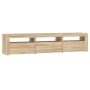 Mueble de TV con luces LED roble Sonoma 180x35x40 cm de , Muebles TV - Ref: Foro24-3152756, Precio: 120,24 €, Descuento: %
