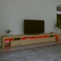 Mueble de TV con luces LED color roble Sonoma 290x36,5x40 cm de , Muebles TV - Ref: Foro24-3152804, Precio: 186,59 €, Descuen...