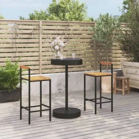 Mesa bar y taburetes jardín 3 pzas madera acacia ratán PE negro de , Conjuntos de jardín - Ref: Foro24-3187718, Precio: 181,4...