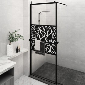 Mampara ducha con estante vidrio ESG y aluminio negro 80x195 cm de , Paredes y mamparas de ducha - Ref: Foro24-3185452, Preci...