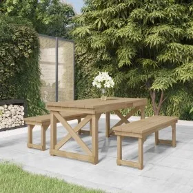 Set de comedor para jardín 3 pzas madera maciza pino impregnada de , Conjuntos de jardín - Ref: Foro24-3096621, Precio: 390,6...