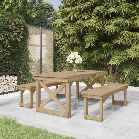 Set de comedor para jardín 3 pzas madera maciza pino impregnada de , Conjuntos de jardín - Ref: Foro24-3096621, Precio: 408,5...