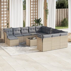 Set sofás de jardín con cojines 13 pzas ratán sintético beige en Conjuntos de jardín | Comprar online en Foru.es