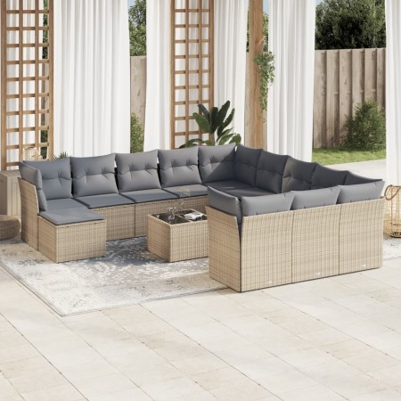 Set sofás de jardín con cojines 13 pzas ratán sintético beige en Conjuntos de jardín | Comprar online en Foru.es