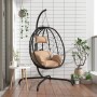 Silla colgante huevo acero y ratán sintético con cojín taupé de , Balancines de jardín - Ref: Foro24-360047, Precio: 213,04 €...