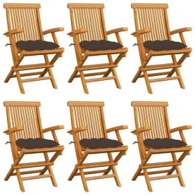 Gartenstühle 6 Einheiten aus Teakholz mit taupegrauen Kissen von , Gartenstühle - Ref: Foro24-3062564, Preis: 446,43 €, Rabat...