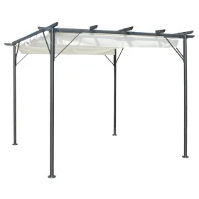 Pergola with retractable steel roof in cream white color 3x3 m by , Pergolas, arches and garden trellises - Ref: Foro24-49325...