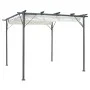 Pérgola con tejado retráctil acero color blanco crema 3x3 m de , Pérgolas, arcos y enrejados de jardín - Ref: Foro24-49325, P...