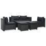 Set muebles de jardín 6 piezas y cojines ratán sintético negro de vidaXL, Conjuntos de jardín - Ref: Foro24-47809, Precio: 44...