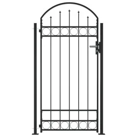 Puerta de valla con arco y 2 postes negra 105x204 cm de , Puertas de jardín - Ref: Foro24-145751, Precio: 212,14 €, Descuento: %
