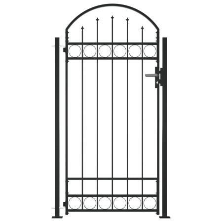 Puerta de valla con arco y 2 postes negra 105x204 cm de , Puertas de jardín - Ref: Foro24-145751, Precio: 168,19 €, Descuento: %