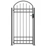 Fence gate with arch and 2 posts black 105x204 cm by , garden gates - Ref: Foro24-145751, Price: 212,14 €, Discount: %