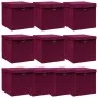 Caja de almacenaje con tapa 10 uds tela rojo oscuro 32x32x32 cm de , Cestas para almacenaje - Ref: Foro24-288344, Precio: 66,...