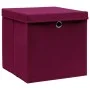 Caja de almacenaje con tapa 10 uds tela rojo oscuro 32x32x32 cm de , Cestas para almacenaje - Ref: Foro24-288344, Precio: 66,...