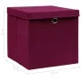 Caja de almacenaje con tapa 10 uds tela rojo oscuro 32x32x32 cm de , Cestas para almacenaje - Ref: Foro24-288344, Precio: 66,...