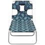 Tumbona plegable con cojín de cabeza acero estampado de hojas de , Tumbonas - Ref: Foro24-310334, Precio: 70,57 €, Descuento: %