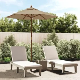 Sombrilla de jardín con poste de madera gris taupe 196x231 cm de , Sombrillas - Ref: Foro24-363162, Precio: 53,00 €, Descuent...