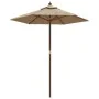 Sombrilla de jardín con poste de madera gris taupe 196x231 cm de , Sombrillas - Ref: Foro24-363162, Precio: 53,00 €, Descuent...