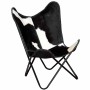 Silla mariposa de cuero auténtico negro y blanco en Sillones | Comprar online en Foru.es
