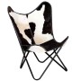 Silla mariposa de cuero auténtico negro y blanco en Sillones | Comprar online en Foru.es