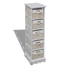 Estantería con 5 cestas tejidas madera blanco de , Taquillas y armarios de almacenamiento - Ref: Foro24-240798, Precio: 141,5...