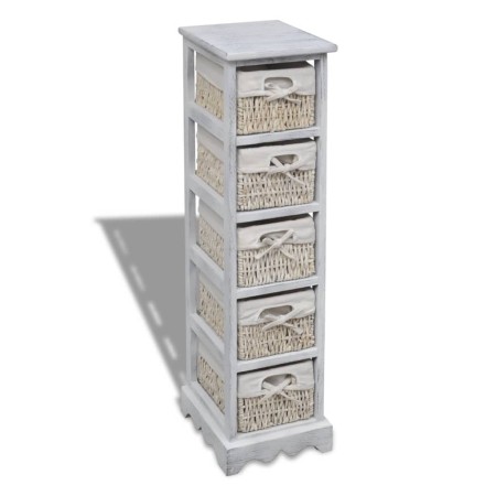 Estantería con 5 cestas tejidas madera blanco de , Taquillas y armarios de almacenamiento - Ref: Foro24-240798, Precio: 144,3...