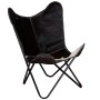 Silla mariposa de cuero auténtico negro y blanco en Sillones | Comprar online en Foru.es