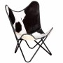 Silla mariposa de cuero auténtico negro y blanco en Sillones | Comprar online en Foru.es