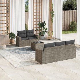 Set de muebles de jardín 6 pzas y cojines ratán sintético gris en Conjuntos de jardín | Comprar online en Foru.es