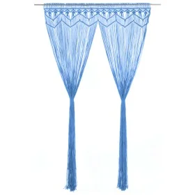 Blue cotton macrame curtain 140x240 cm by , Curtains and curtains - Ref: Foro24-323988, Price: 41,89 €, Discount: %