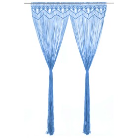 Cortina de macramé algodón azul 140x240 cm de , Cortinas y visillos - Ref: Foro24-323988, Precio: 42,56 €, Descuento: %