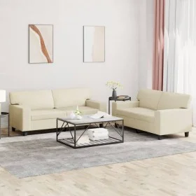 Juego de sofás 2 piezas cuero sintético color crema de , Sofás - Ref: Foro24-3201915, Precio: 448,70 €, Descuento: %