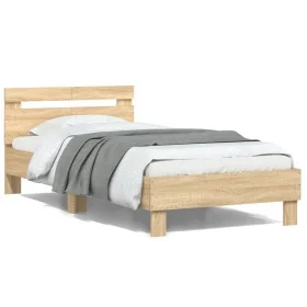 Cama con cabecero madera de ingeniería roble Sonoma 100x200 cm de , Camas y somieres - Ref: Foro24-838528, Precio: 82,76 €, D...