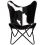 Silla mariposa de cuero auténtico negro y blanco en Sillones | Comprar online en Foru.es