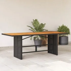 Mesa de jardín superficie de madera ratán PE negro 190x80x74 cm de , Mesas de jardín - Ref: Foro24-365309, Precio: 214,29 €, ...