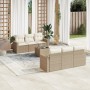 Set sofás de jardín 7 piezas y cojines ratán sintético beige en Conjuntos de jardín | Comprar online en Foru.es