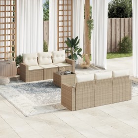 Set sofás de jardín 7 piezas y cojines ratán sintético beige en Conjuntos de jardín | Comprar online en Foru.es