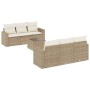 Set sofás de jardín 7 piezas y cojines ratán sintético beige en Conjuntos de jardín | Comprar online en Foru.es