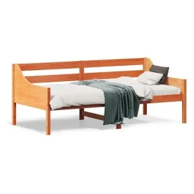 Wax brown solid pine wood sofa bed 75x190 cm by , Beds and slatted bases - Ref: Foro24-842845, Price: 103,35 €, Discount: %