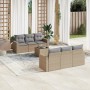 Set sofás de jardín 7 piezas y cojines ratán sintético beige en Conjuntos de jardín | Comprar online en Foru.es
